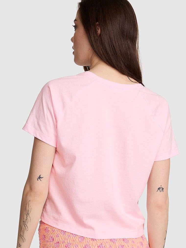 Pink Pamuklu Raglan Pijama Ustu arka görünüm