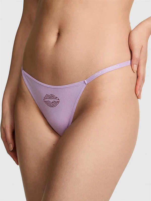 Pink Logo Detayli Pamuklu Scoop Tanga ön görünüm
