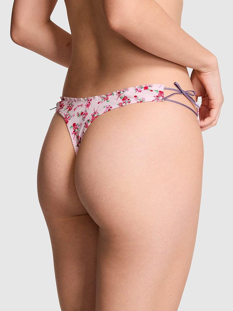 Pink Pamuklu Yandan Baglamali Tanga arka görünümü