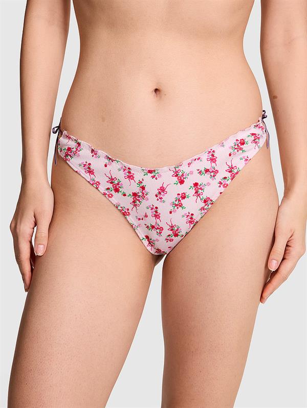Pink Pamuklu Yandan Baglamali Tanga