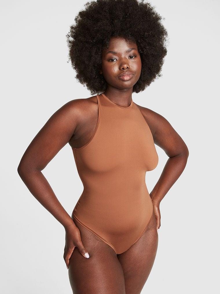 Pink Base Dik Yaka Esnek Bodysuit arka görünümü
