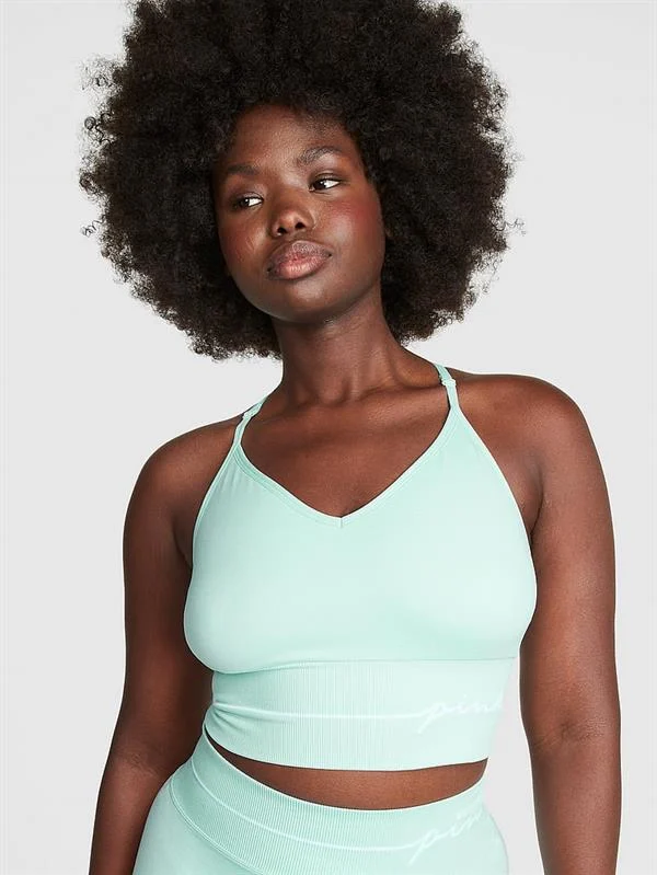 Pink Seamless Longline Sporcu Sütyeni ön görünüm