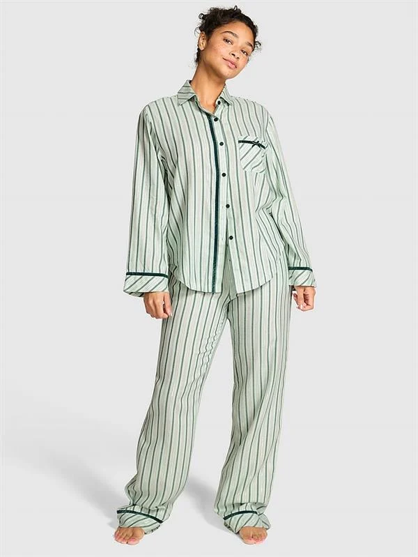 Pink Flanel Uzun Pijama Takimi ön görünüm