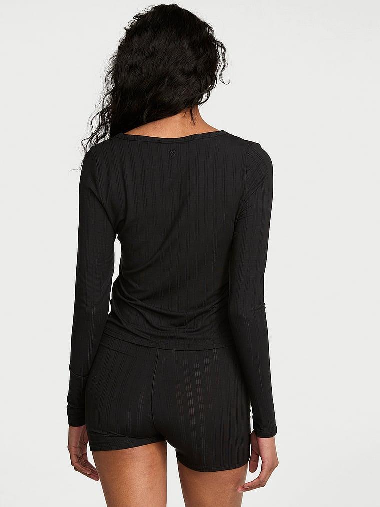 Sosoft Modal Ultra Ince Uzun Kollu Henley Bluz arka görünümü