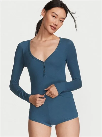 Fitilli Henley Kısa Pijama Takimi ön görünüm