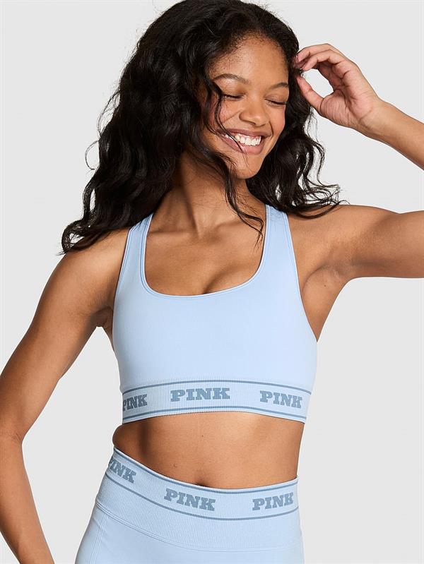 Pink Seamless Cift Tarafli Sporcu Sütyeni ön görünüm