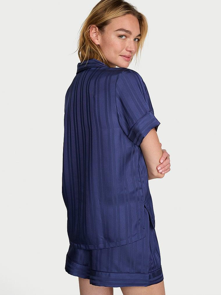 Glazed Saten Sortlu Pijama Takimi arka görünümü