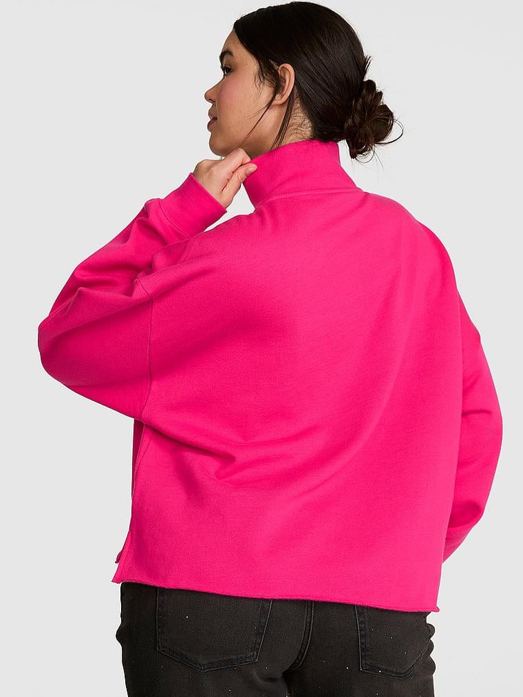 Pink Kampus Fermuarli Balikci Yaka Sweatshirt arka görünüm