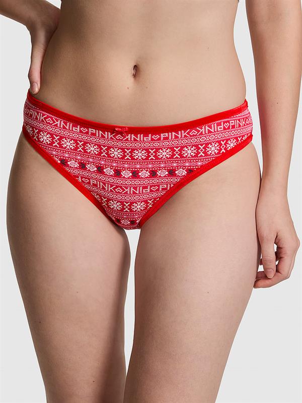 Pink Kadife Kenarli Pamuklu Cheeky Kulot ön görünüm