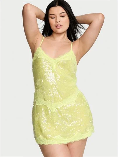 Payetli Mini Slip Elbise