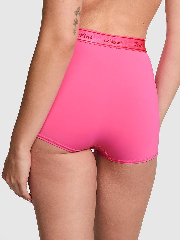 Pink Mikro Logolu Yüksek Bel Boyshort Kulot arka görünümü