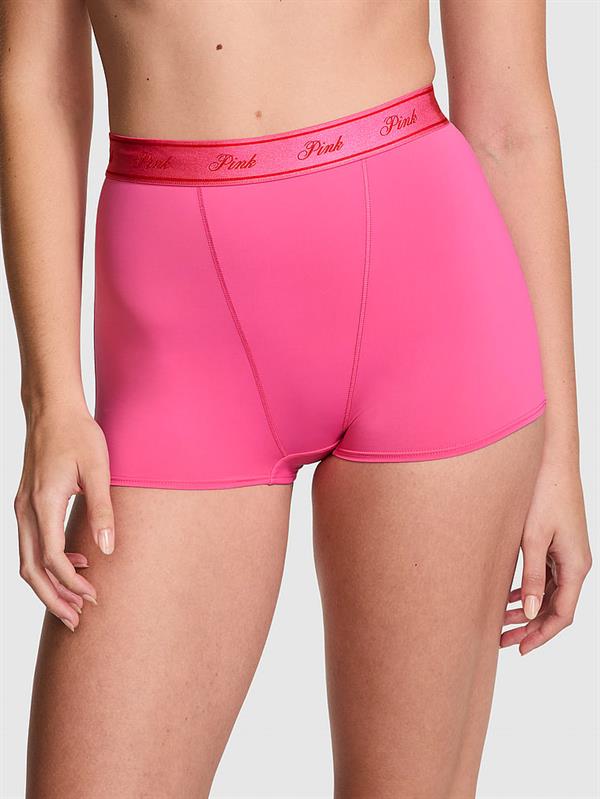 Pink Mikro Logolu Yüksek Bel Boyshort Kulot ön görünüm