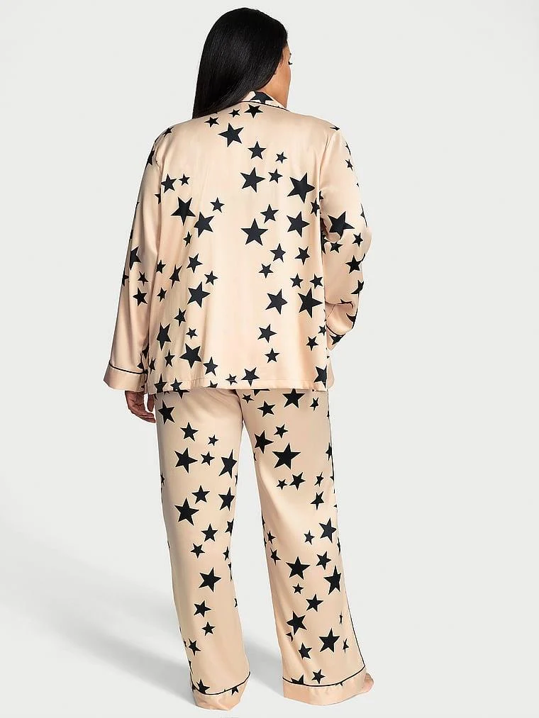 Victorias Secret Fashion Show 24 Parlak Saten Uzun Pijama Takimi arka görünüm
