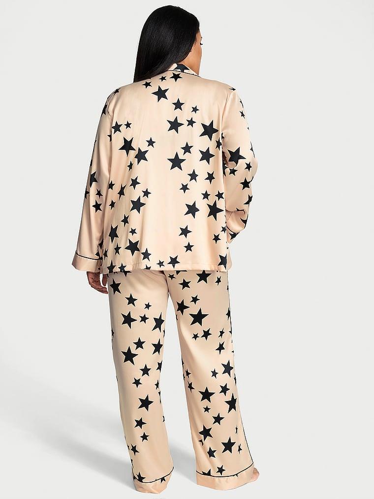 Victorias Secret Fashion Show 24 Parlak Saten Uzun Pijama Takimi arka görünümü