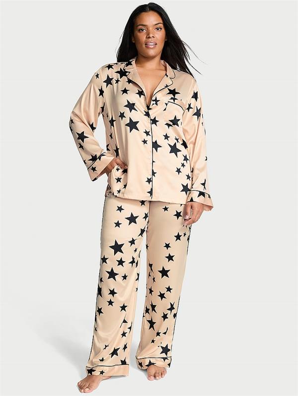Victorias Secret Fashion Show 24 Parlak Saten Uzun Pijama Takimi