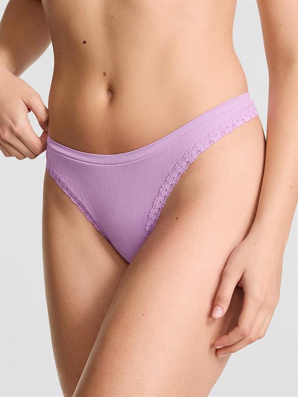 Pink Seamless Derin Bacak Kesim Tanga ön görünüm