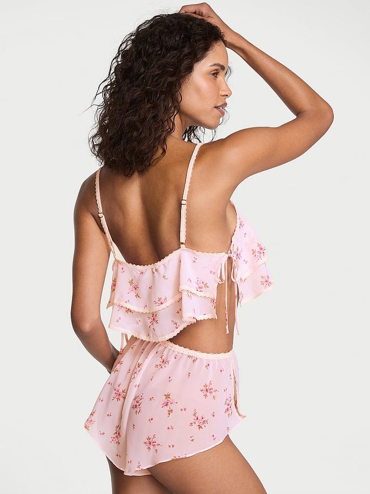Çiçekli Sifon Atlet Ve Sort Takimi arka görünüm