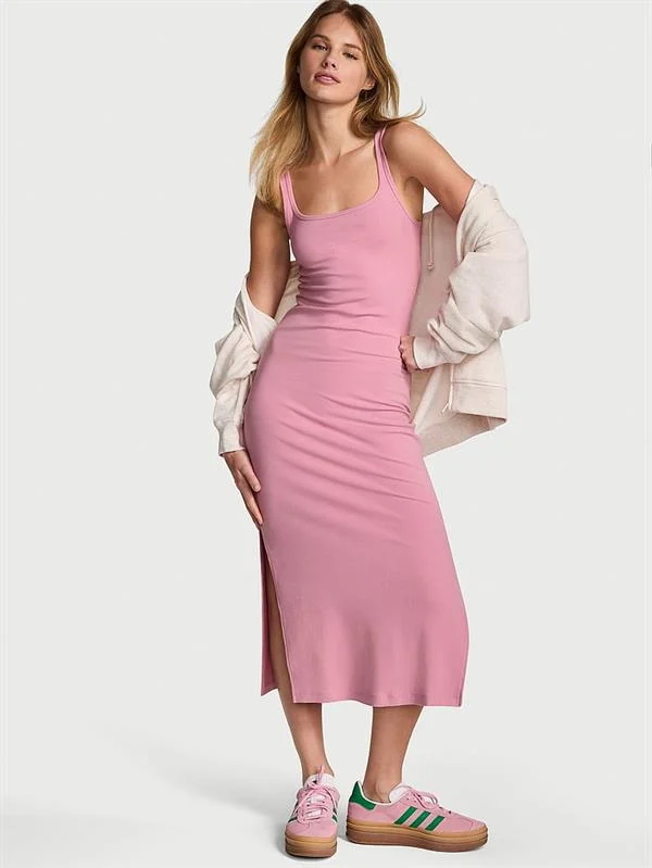 Pink All Day Dar Midi Elbise ön görünüm