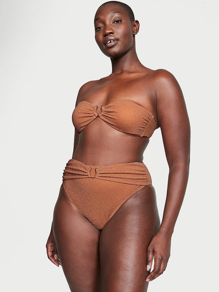Işıltılı Yüksek Bel Cheeky Bikini Alti arka görünümü