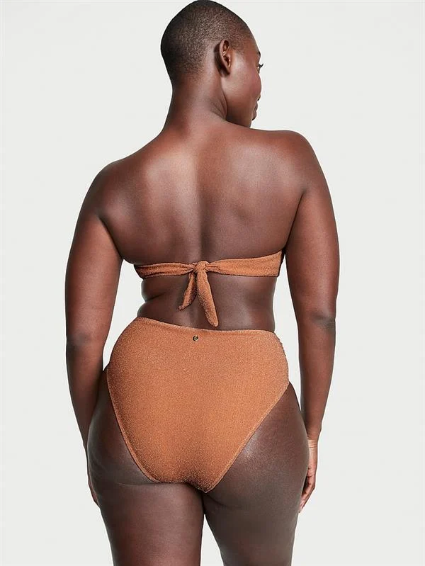 Işıltılı Yüksek Bel Cheeky Bikini Alti ön görünüm