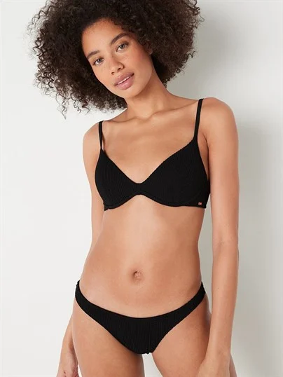Pink Krinkle Push Up Bikini Ustu ön görünüm
