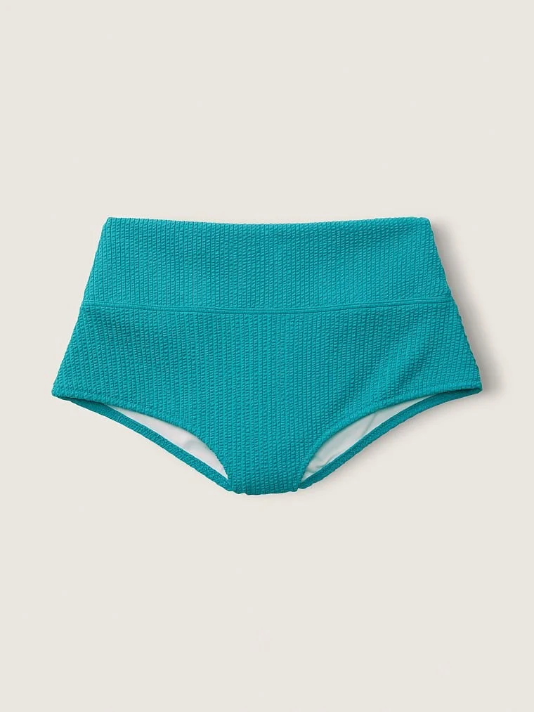 Pink Krinkle Yüksek Bel Shortie Bikini Alti arka görünüm