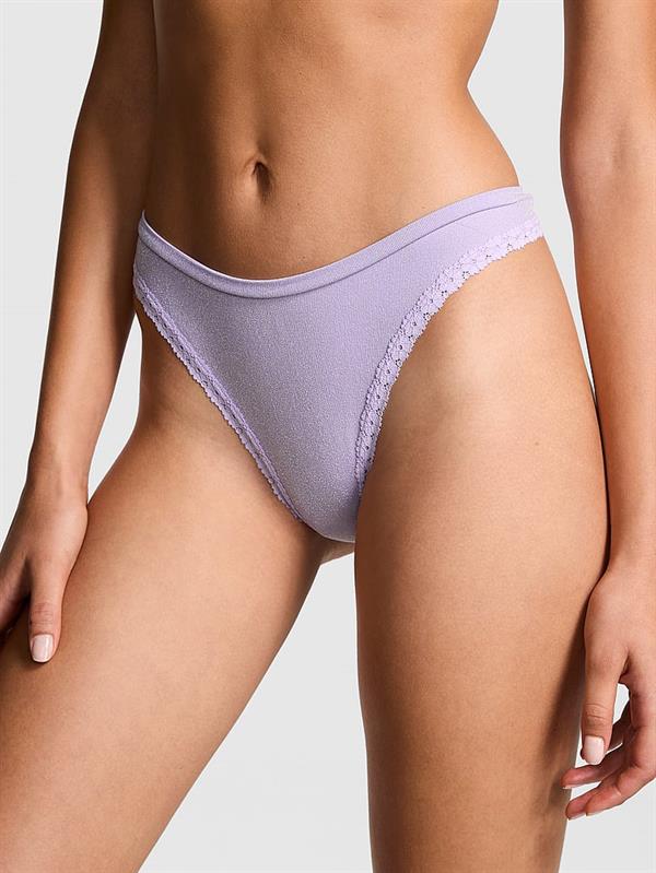 Pink Seamless Derin Bacak Kesim Tanga ön görünüm
