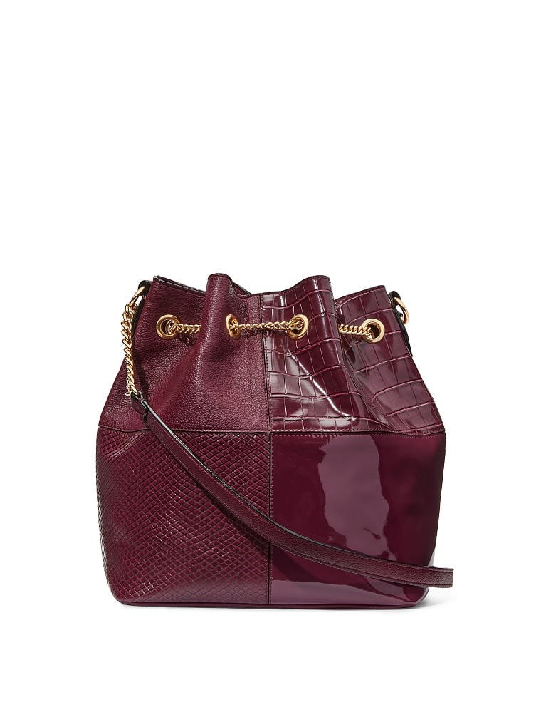The Victoria Bordeaux Patchwork Bucket Çanta VS26574245 arka görünümü