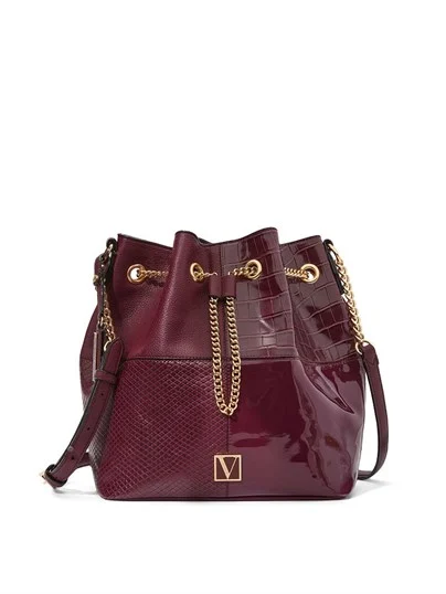 The Victoria Bordeaux Patchwork Bucket Çanta VS26574245