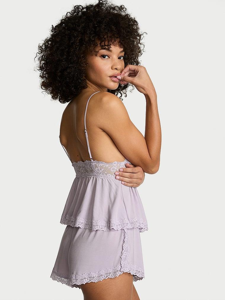 Sosoft Modal Dantelli Askili Bluz Ve Sort Takimi arka görünümü