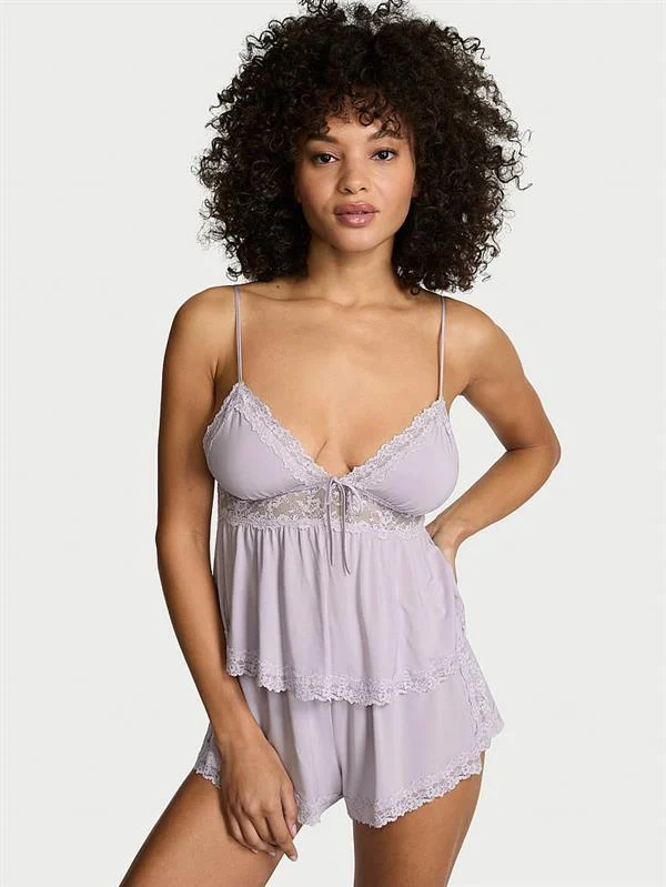 Sosoft Modal Dantelli Askili Bluz Ve Sort Takimi ön görünüm