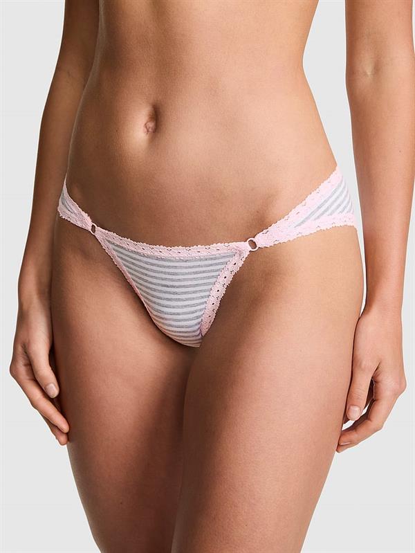 Pink Pamuklu Dantel Detayli Cheeky Kulot