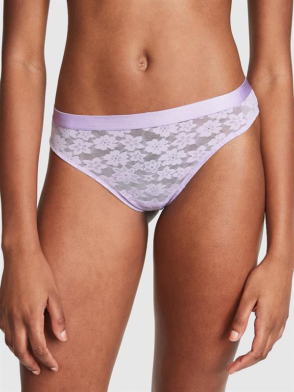 Pink Tossed Cicek Dantelli Tanga ön görünüm