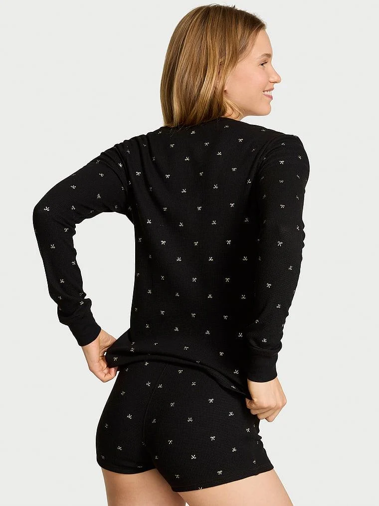 Henley Termal Sortlu Pijama Takimi arka görünüm