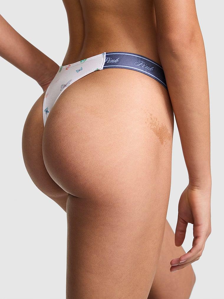Pink Logolu Pamuklu Derin Bacak Kesim Tanga arka görünüm