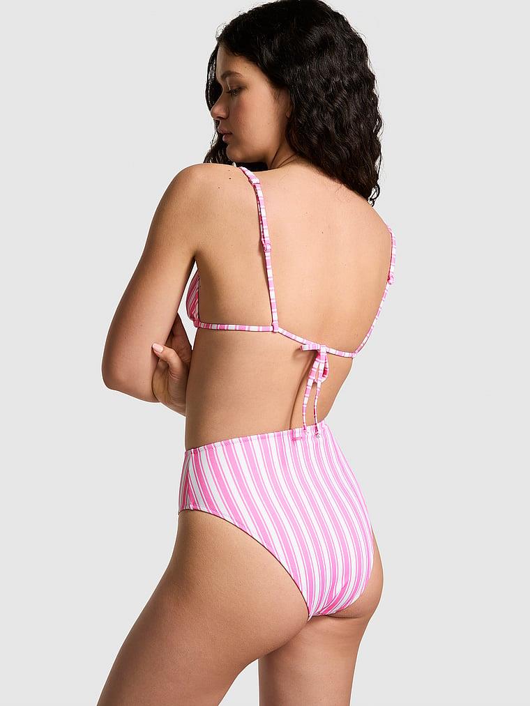 Pink Yüksek Bel Cheeky Bikini Alti arka görünümü