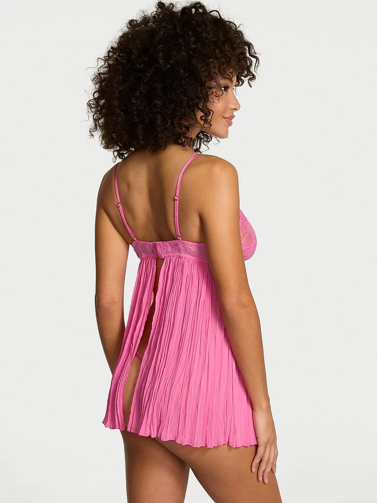 Dantelli Pileli Babydoll arka görünüm