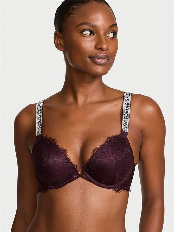 Işıltılı Askili Dantelli Push Up Sütyen