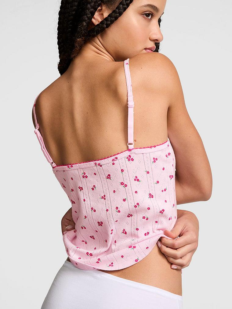 Pink Pointelle Kalp Yaka Askili Bluz arka görünüm