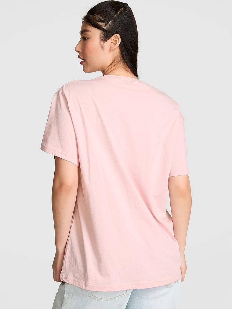 Pink Oversize Kısa Kollu Kampus Tisort arka görünümü