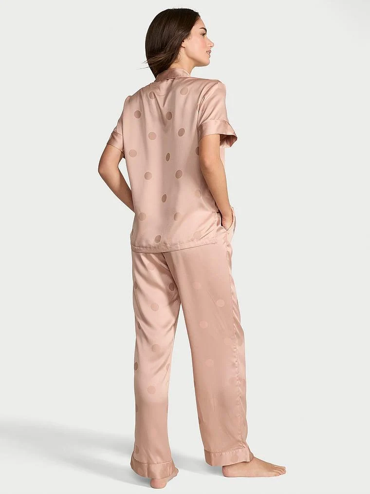 Saten Kısa Kollu Pijama Takimi arka görünüm