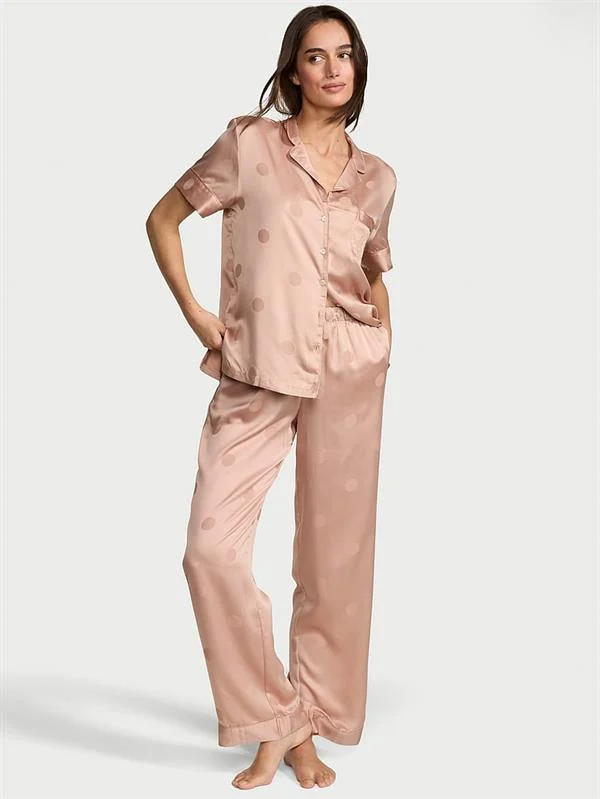 Saten Kısa Kollu Pijama Takimi ön görünüm