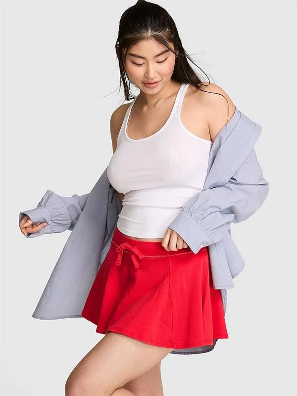 Pink Kampus Terry Pileli Etek