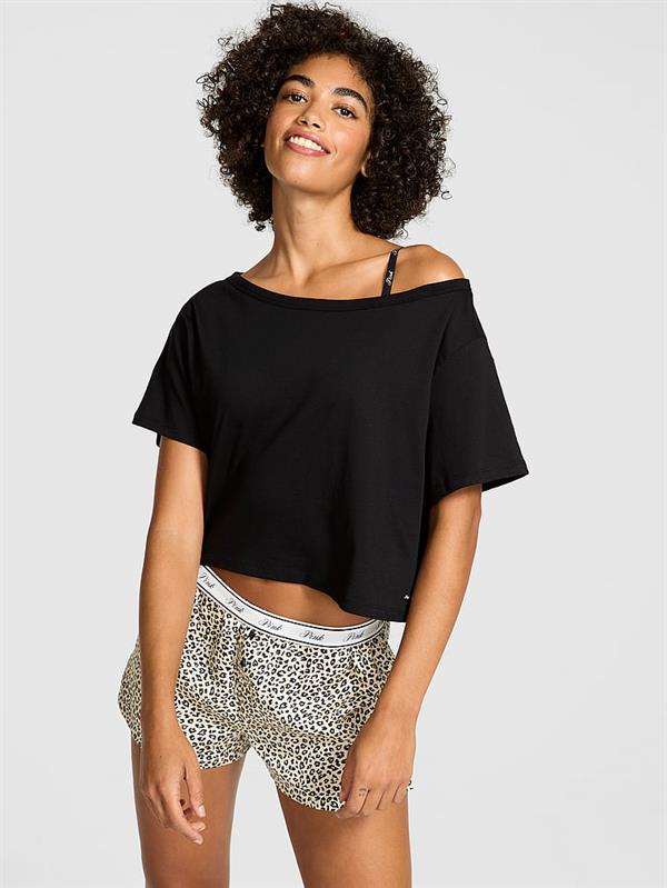 Pink Bol Kesim Crop Tisort