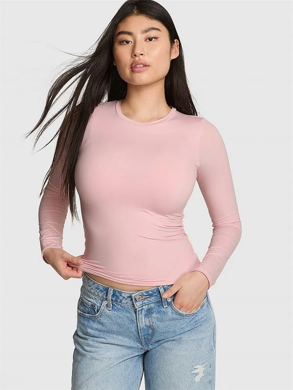 Pink Base Stretch Uzun Kollu Tisort