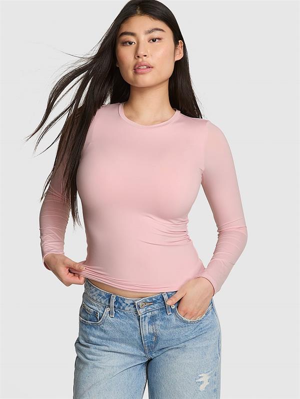 Pink Base Stretch Uzun Kollu Tisort