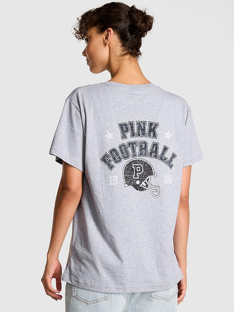 Pink Oversize Kısa Kollu Kampus Tisort arka görünümü