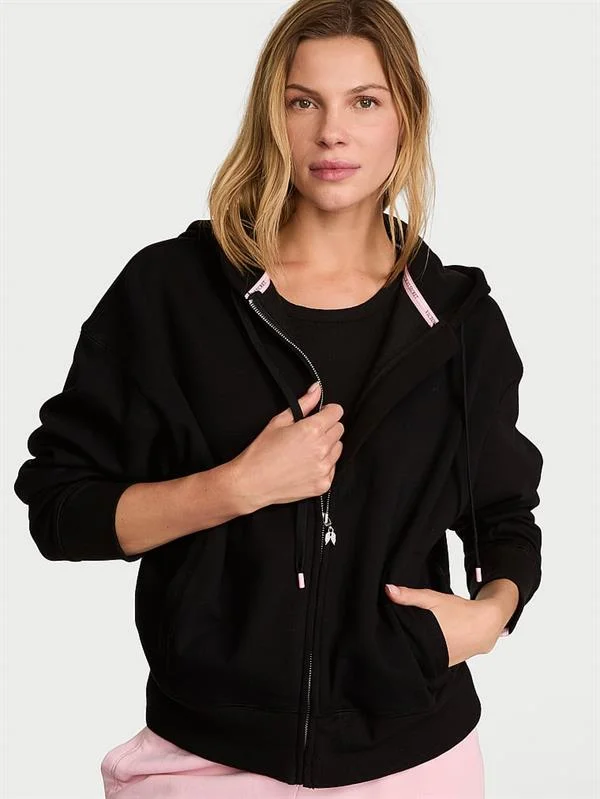 Klasik Fermuarli Kapusonlu Sweatshirt ön görünüm