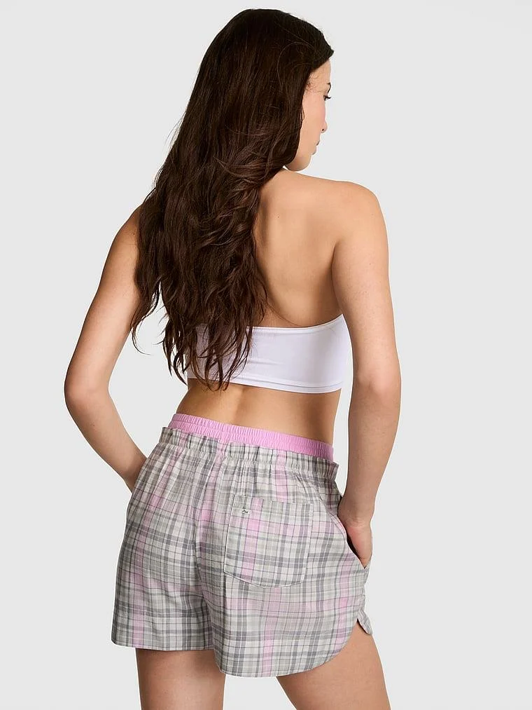 Pink Flanel Boxer Pijama Sortu arka görünüm
