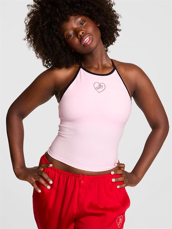Pink All Day Pamuklu Halter Yaka Ust